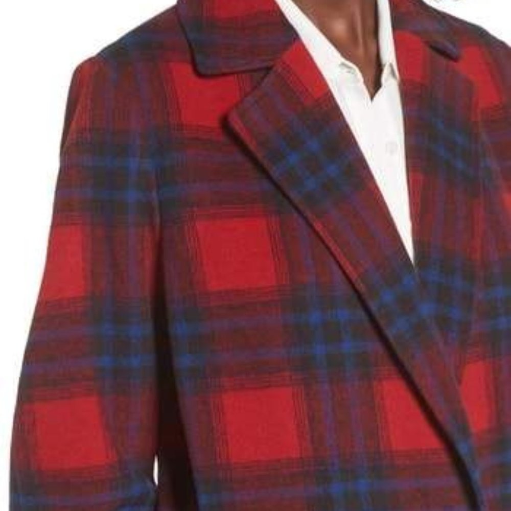 Nordstrom LEITH SINGLE BUTTON PLAID COAT